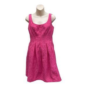 Nine West Womens Fit & Flare Pink Dress Size 4 Barbiecore A-Line Lined EUC